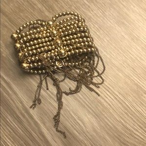 Stretch bracelet with hanging fringe